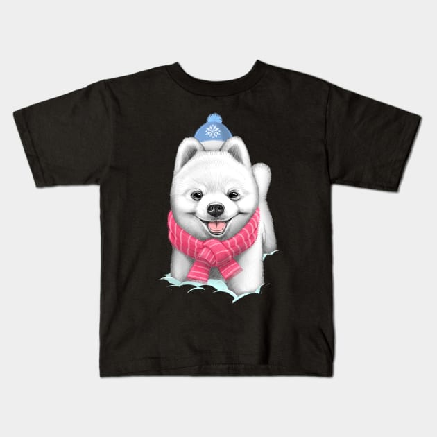 Snow puppy Kids T-Shirt by NikKor